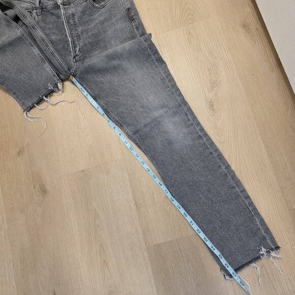 AGOLDE Gray High Rise Slim Fit Raw Hem Crop Stretch Casual Nico Jeans Size 30 - Picture 5 of 9